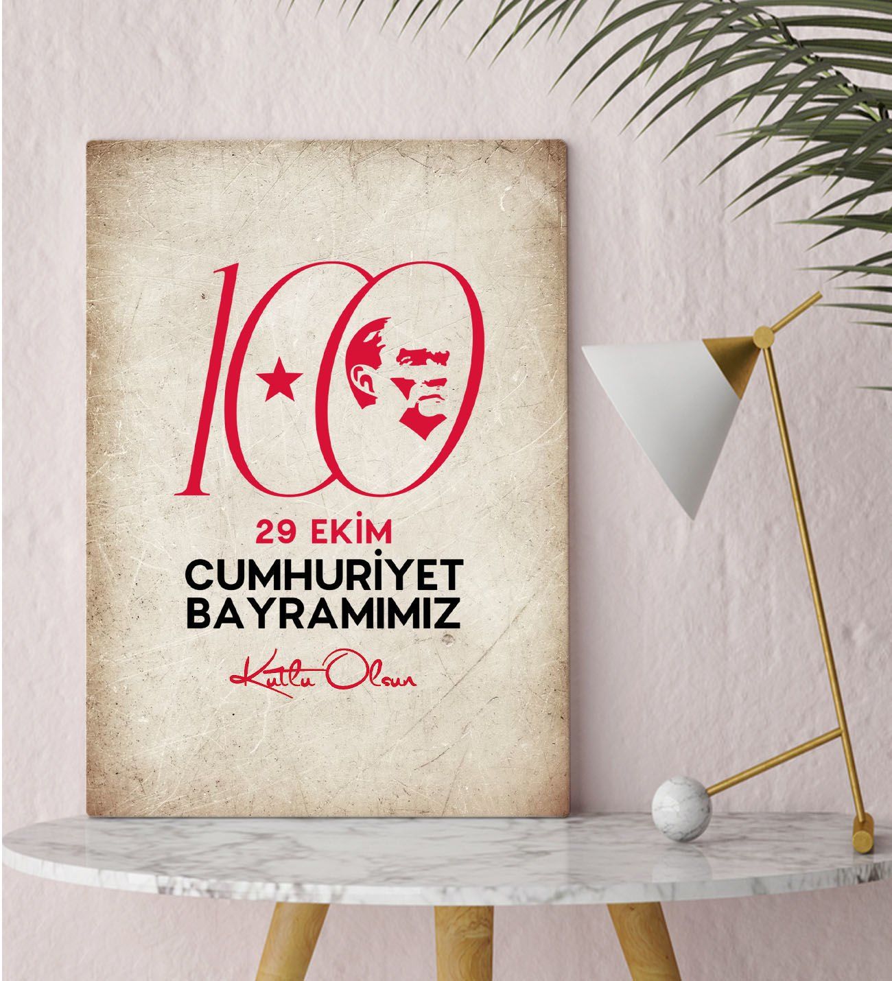 BK Gift 29 Ekim Tasarımlı Kanvas Tablo-7, 30x50cm 29 Ekim Hediyesi,Ev Dekorasyonu, 100.Yıl Hediyesi