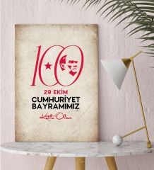 BK Gift 29 Ekim Tasarımlı Kanvas Tablo-7, 30x50cm 29 Ekim Hediyesi,Ev Dekorasyonu, 100.Yıl Hediyesi