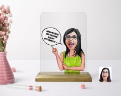 Kişiye Özel Kadın Kolay Yetişmiyor Karikatürlü Ahşap Standlı Çerçeve-5