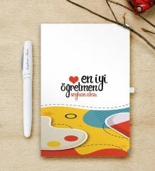 Kişiye Özel En İyi Öğretmen Beyaz Defter ve Kalem Hediye Seti-4