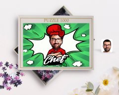 Kişiye Özel Erkek Chef Karikatürlü 1000 Parça Profesyonel Puzzle-10