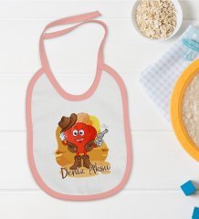BK Kids Kişiye Özel Pembe Bebek Mama Önlüğü - Model 190