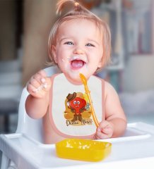 BK Kids Kişiye Özel Pembe Bebek Mama Önlüğü - Model 190