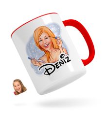 Kişiye Özel Kadın Karikatürlü Kırmızı Kupa Bardak-21