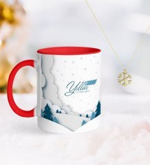 Kişiye Özel Yılbaşı Mutlu Yıllar Kırmızı Kupa ve Kar Tanesi Kolye-26
