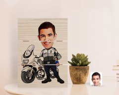 Kişiye Özel Erkek Yunus Polis Karikatürlü Otantik Masaüstü Ahşap Palet Çerçeve-1