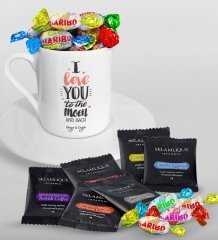 Kişiye Özel Sevgililer Günü Türk Kahvesi Fincanı Selamlique Karışık Türk Kahvesi ve Haribo Şeker Hediye Seti-86