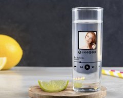 Kişiye Özel Renkli Baskılı Fotoğraflı Spotify Barkodlu  Vodka Bardağı-1