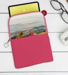 BK Gift Suluboya Tasarımlı Taşınabilir Koruyucu Tablet Kılıfı & Organizer Çanta - Pembe-1
