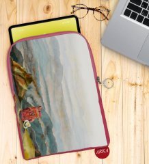 BK Gift Suluboya Tasarımlı Taşınabilir Koruyucu Tablet Kılıfı & Organizer Çanta - Pembe-1