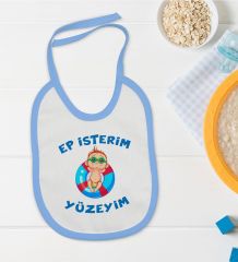 BK Kids Ep İsterim Tasarımlı Mavi Bebek Mama Önlüğü-4