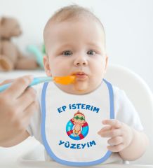 BK Kids Ep İsterim Tasarımlı Mavi Bebek Mama Önlüğü-4