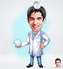 Kişiye Özel Erkek Diş Hekimi Tasarımlı Dijital Karikatür-3