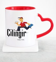 Kişiye Özel Mesleki Çilingir Kırmızı Kalpli Kupa Bardak