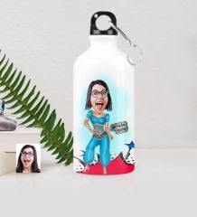 Kişiye Özel Oryantal Dansçı Karikatürlü Metal Suluk (500 ml.)