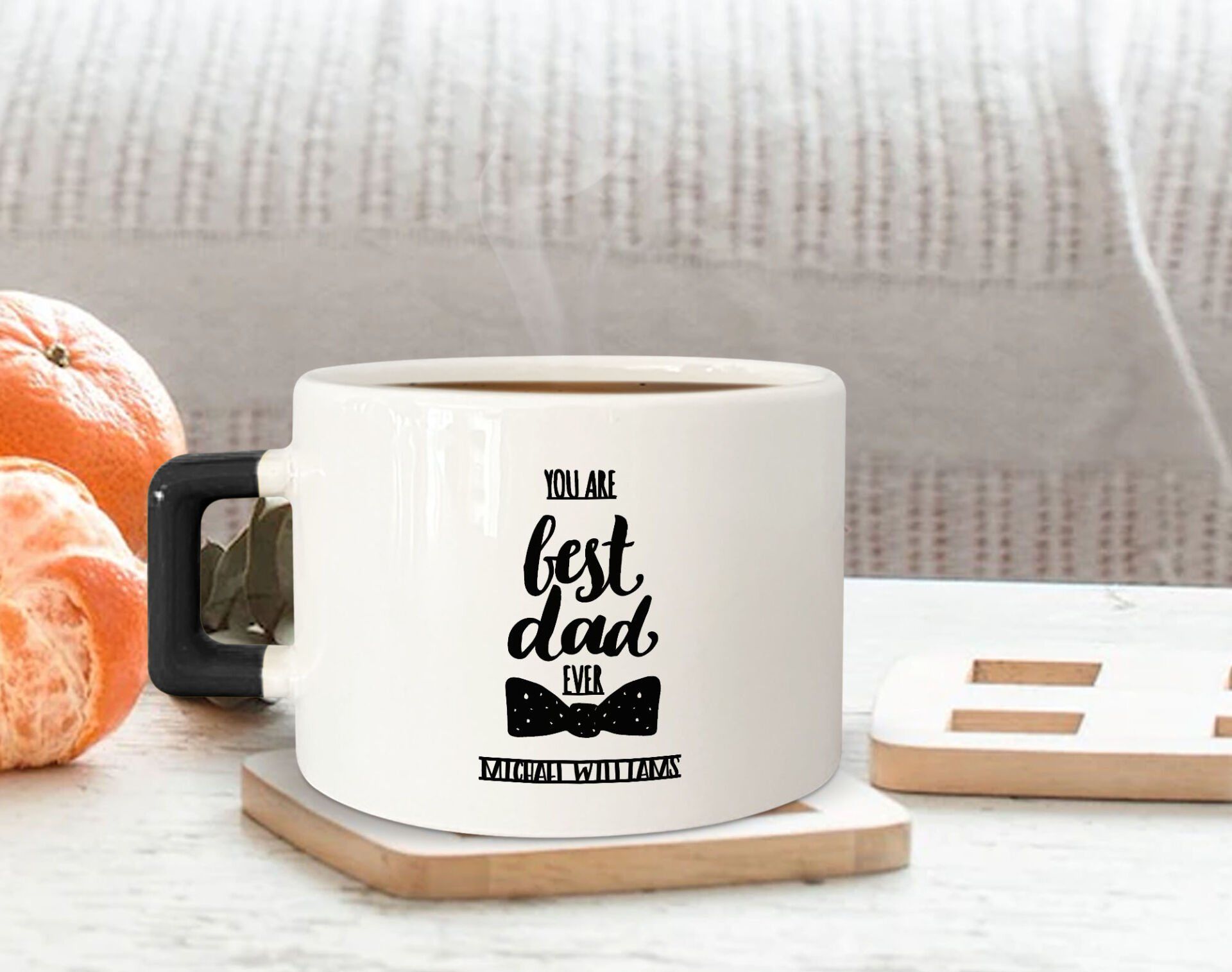 BK Gift Kişiye Özel İsimli Siyah Kulplu Çay & Kahve Fincanı-7, Arkadaşa Hediye, Sevgiliye Hediye