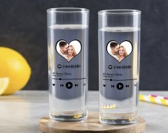 Kişiye Özel Renkli Baskılı Fotoğraflı Spotify Barkodlu İkili Vodka Bardağı-2