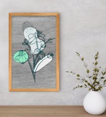 BK Home Minimal Çiçekler Dekoratif Retro Ahşap Tablo-3