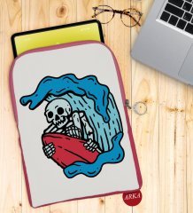 BK Gift Sörfçü İskelet Tasarımlı Taşınabilir Koruyucu Tablet Kılıfı & Organizer Çanta - Pembe-1