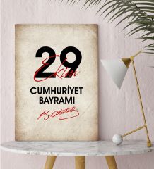 BK Gift 29 Ekim Tasarımlı Kanvas Tablo-4, 30x50cm 29 Ekim Hediyesi,Ev Dekorasyonu, 100.Yıl Hediyesi
