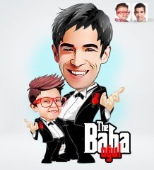 Kişiye Özel Godfather Baba Oğul Tasarımlı Dijital Karikatür-1