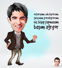 Kişiye Özel Erkek Başım Ağrıyor Tasarımlı Dijital Karikatür-1