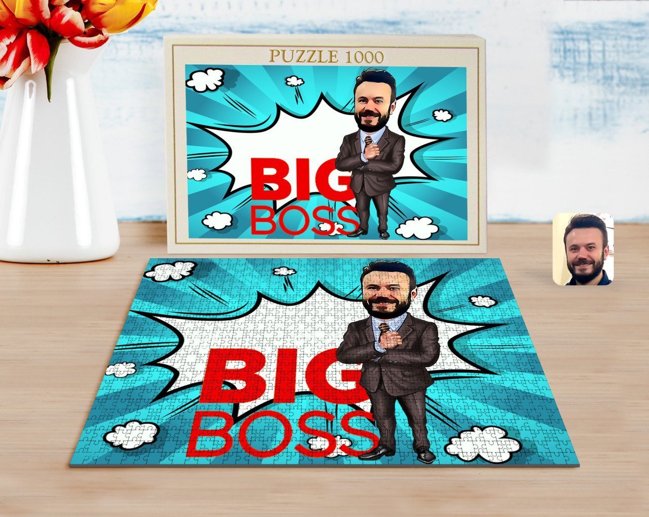 Kişiye Özel Erkek Big Boss Karikatürlü 1000 Parça Profesyonel Puzzle-2