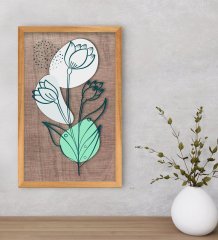BK Home Minimal Çiçekler Dekoratif Retro Ahşap Tablo-2