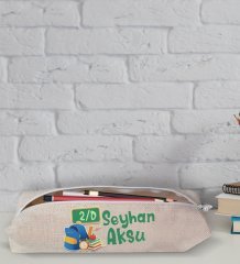 Çocuklara Özel İsimli Sınıflı Keten Okul Kalemliği-6