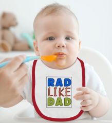 BK Kids Rad Like Dad Tasarımlı Kırmızı Bebek Body Zıbın ve Mama Önlüğü Hediye Seti-1
