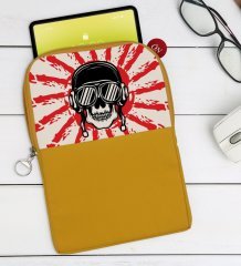 BK Gift Kurukafa Tasarımlı Taşınabilir Koruyucu Tablet Kılıfı & Organizer Çanta - Sarı-9