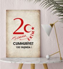 BK Gift 29 Ekim Tasarımlı Kanvas Tablo-3, 30x50cm 29 Ekim Hediyesi,Ev Dekorasyonu, 100.Yıl Hediyesi