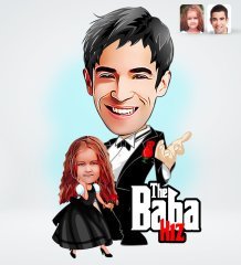 Kişiye Özel Godfather Baba Kız Tasarımlı Dijital Karikatür-1