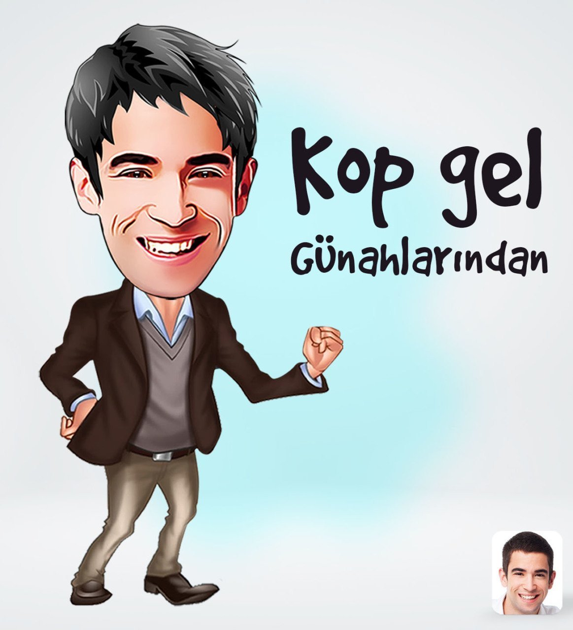 Kişiye Özel Erkek Kop Gel Günahlarından Tasarımlı Dijital Karikatür-1