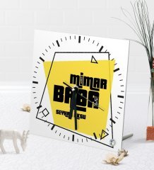 Kişiye Özel Mimar Baba Masaüstü Kare Cam Saat-2