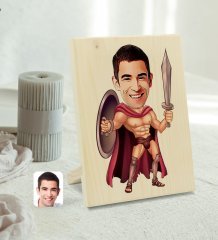 Kişiye Özel Spartalı Karikatürlü Dekoratif Ahşap Çerçeve Model 1