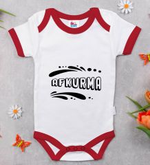 BK Kids Afkurma Tasarımlı Kırmızı Bebek Body Zıbın-1
