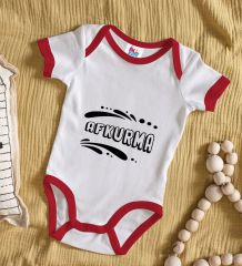 BK Kids Afkurma Tasarımlı Kırmızı Bebek Body Zıbın-1