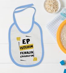 BK Kids Ep İsterim Tasarımlı Mavi Bebek Mama Önlüğü-1