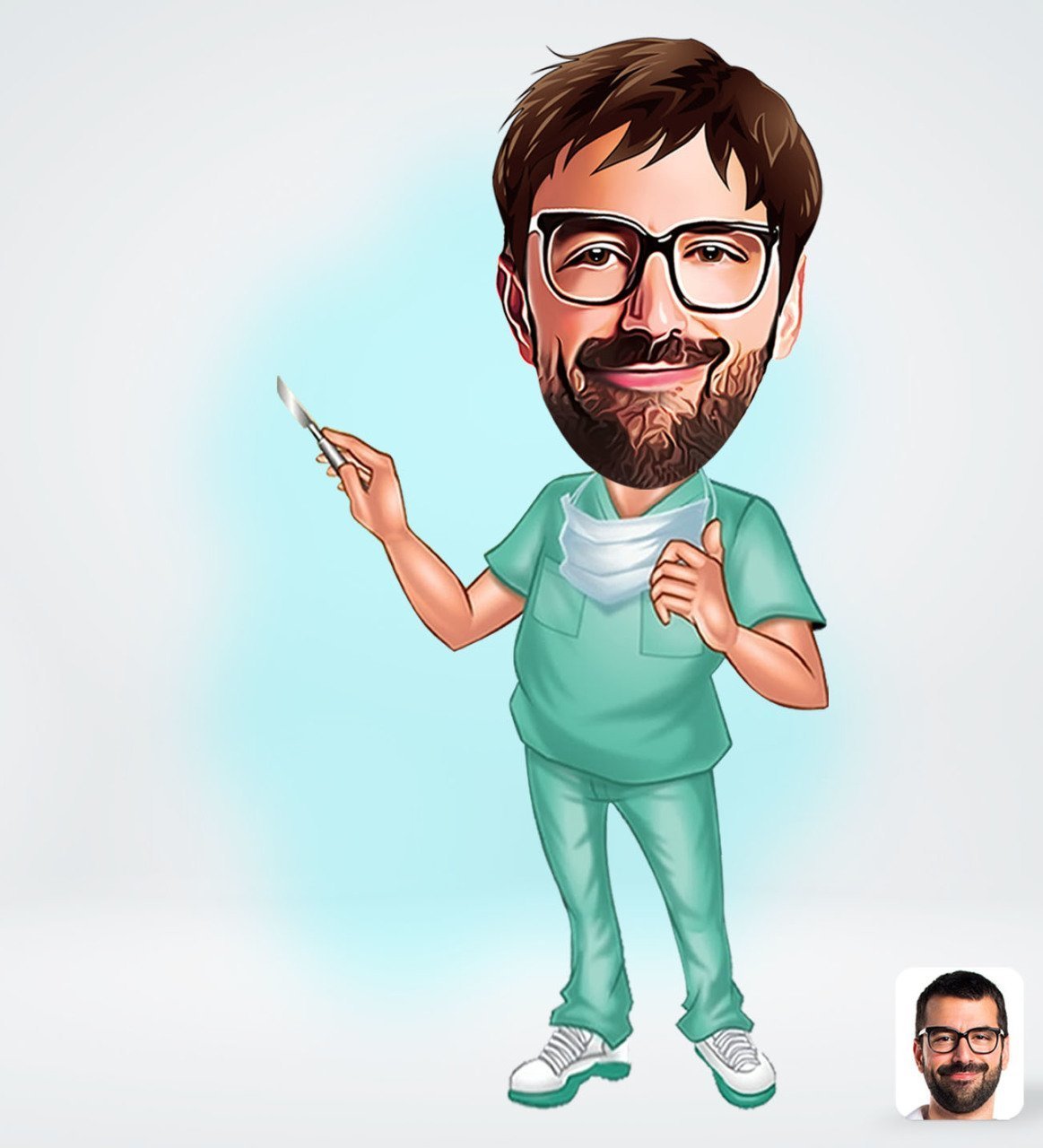 Kişiye Özel Erkek Cerrah Tasarımlı Dijital Karikatür-1