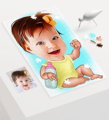 Kişiye Özel Bebek Karikatür 240 Parça A3 Puzzle - 1