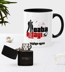 Kişiye Özel Baba Adayı Siyah Kupa Bardak Benzinli Metal Çakmak Seti-1