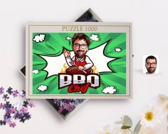 Kişiye Özel Erkek Barbekü Chef Karikatürlü 1000 Parça Profesyonel Puzzle-1
