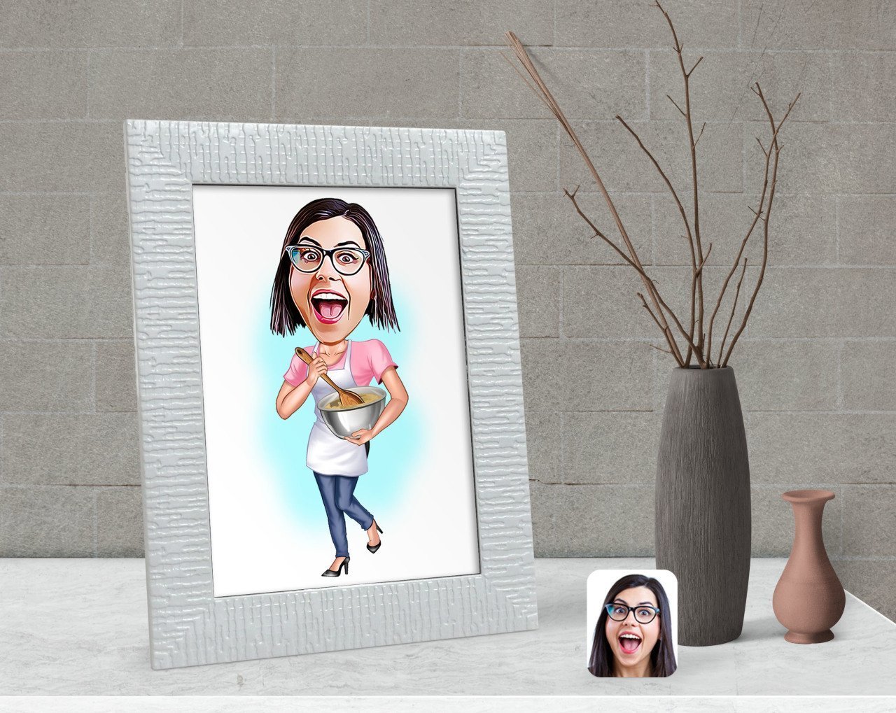 Kişiye Özel Ev Hanımı Anne Karikatürlü Dekoratif Çerçeve-3