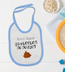 BK Kids Düzelcez İnşallah Tasarımlı Mavi Bebek Mama Önlüğü-1