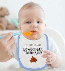 BK Kids Düzelcez İnşallah Tasarımlı Mavi Bebek Mama Önlüğü-1