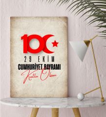 BK Gift 29 Ekim Tasarımlı Kanvas Tablo-1, 30x50cm 29 Ekim Hediyesi,Ev Dekorasyonu, 100.Yıl Hediyesi