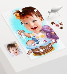 Kişiye Özel Bebek Doğum Günü Karikatür 240 Parça A3 Puzzle - 2