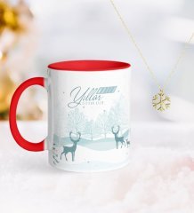 Kişiye Özel Yılbaşı Mutlu Yıllar Kırmızı Kupa ve Kar Tanesi Kolye-20