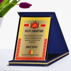 Kişiye Özel Sarı Kırmızı Yılın Taraftarı Lacivert Plaket
